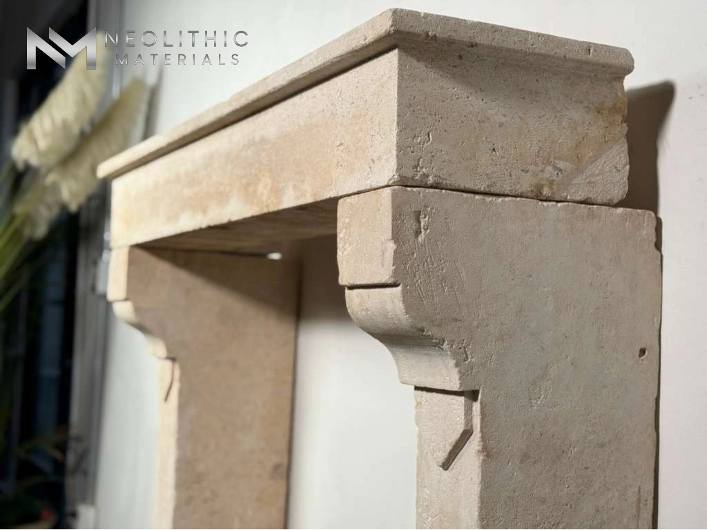French Antique 19th Century Limestone Mantle - Image 4